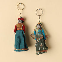 Rajasthani Puppet Couple Handmade Keychains (Set of 2)