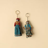 Rajasthani Puppet Couple Handmade Keychains (Set of 2)