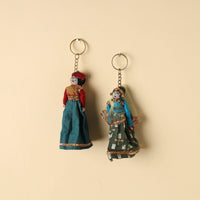 Rajasthani Puppet Couple Handmade Keychains (Set of 2)