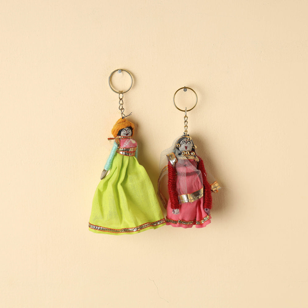 Rajasthani Puppet Couple Handmade Keychains (Set of 2)