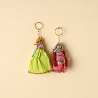 Rajasthani Puppet Couple Handmade Keychains (Set of 2)