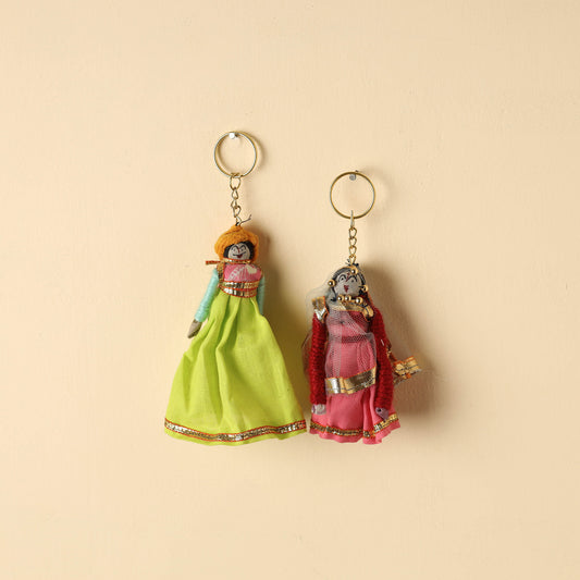Rajasthani Puppet Couple Handmade Keychains (Set of 2)