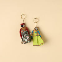 Rajasthani Puppet Couple Handmade Keychains (Set of 2)