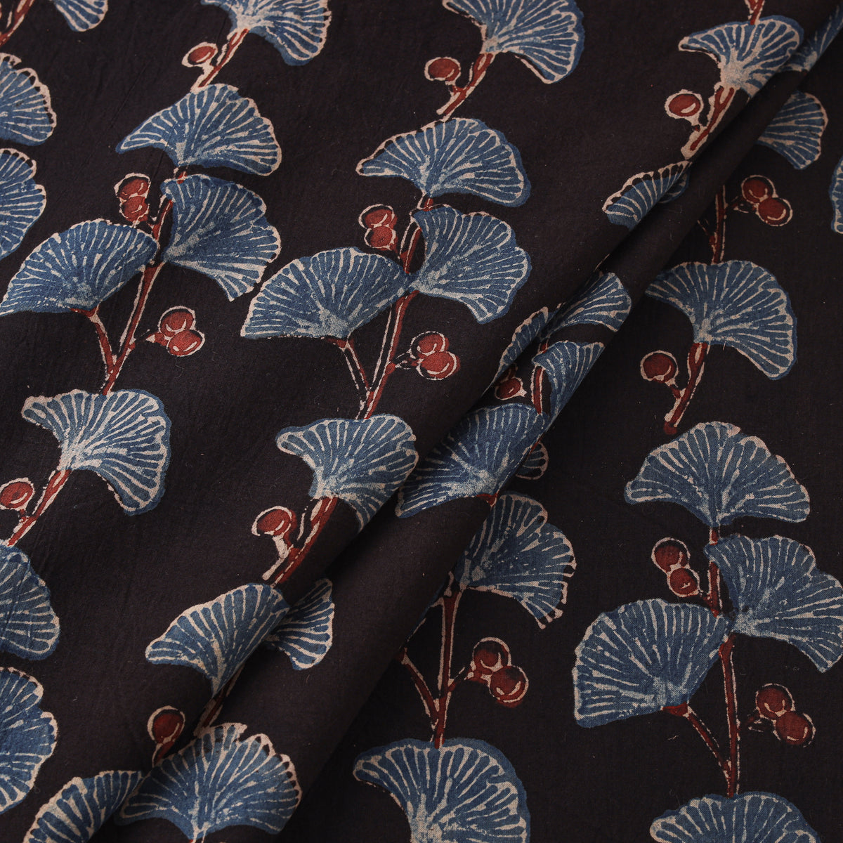 Ajrakh Block Print Cotton Natural Dyed Fabric from Kutch 04