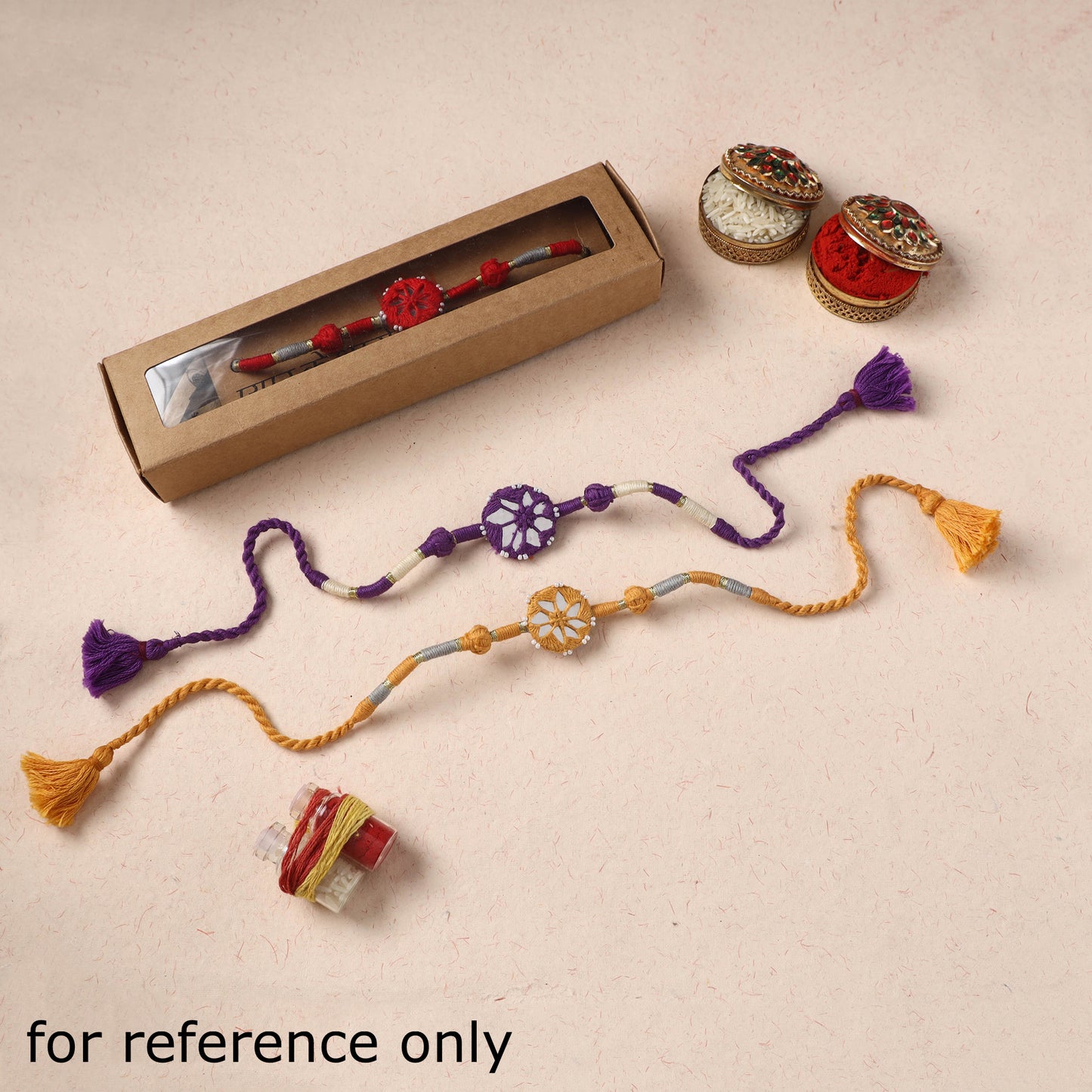 Handmade Thread & Mirror Work Rakhi 08