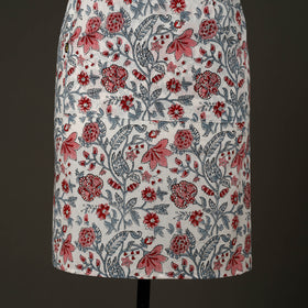  White Sanganeri Block Print Cotton Apron with Pocket