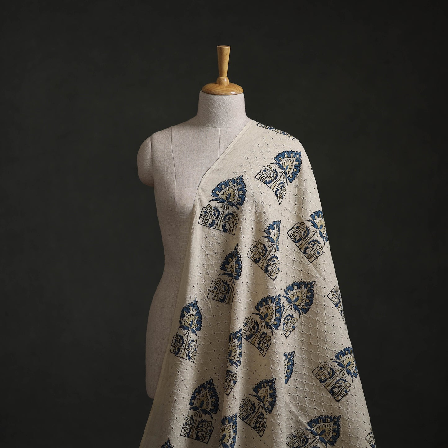 Hakoba Hand Block Ajrakh Print Natural Dyed Cotton Fabric 33