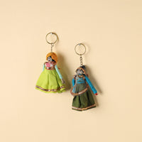 Rajasthani Puppet Couple Handmade Keychains (Set of 2)