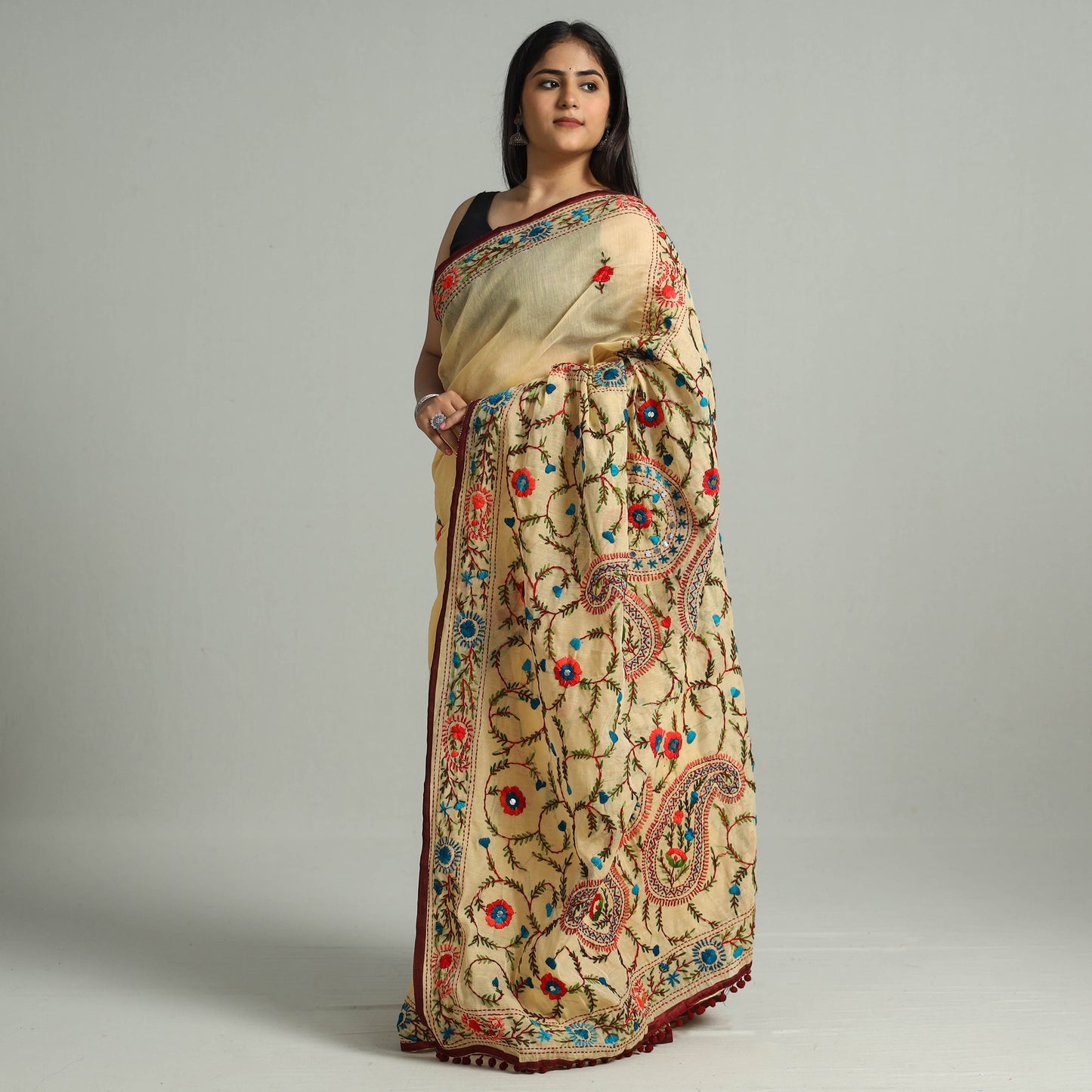 Phulkari Embroidery Saree