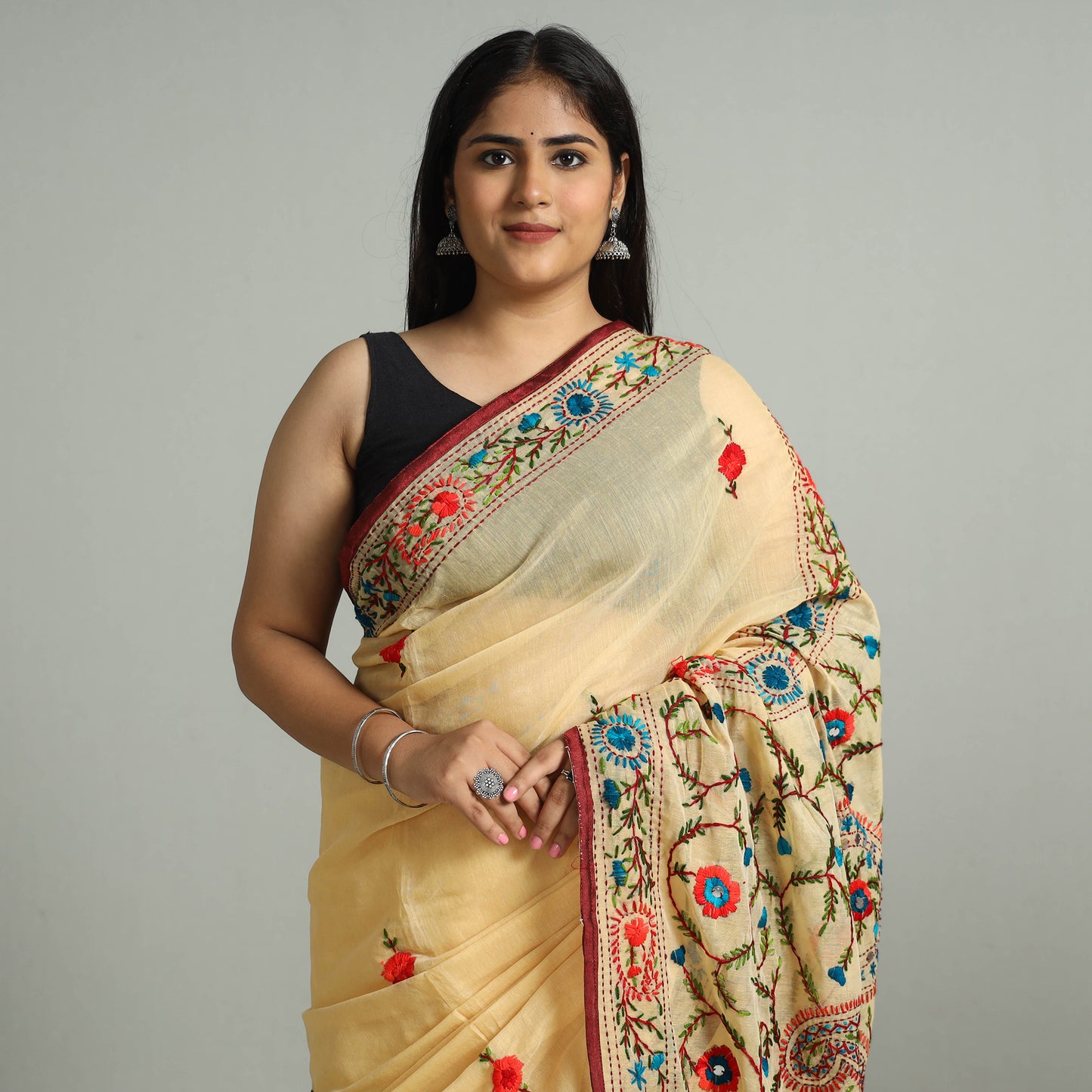 Phulkari Embroidery Saree