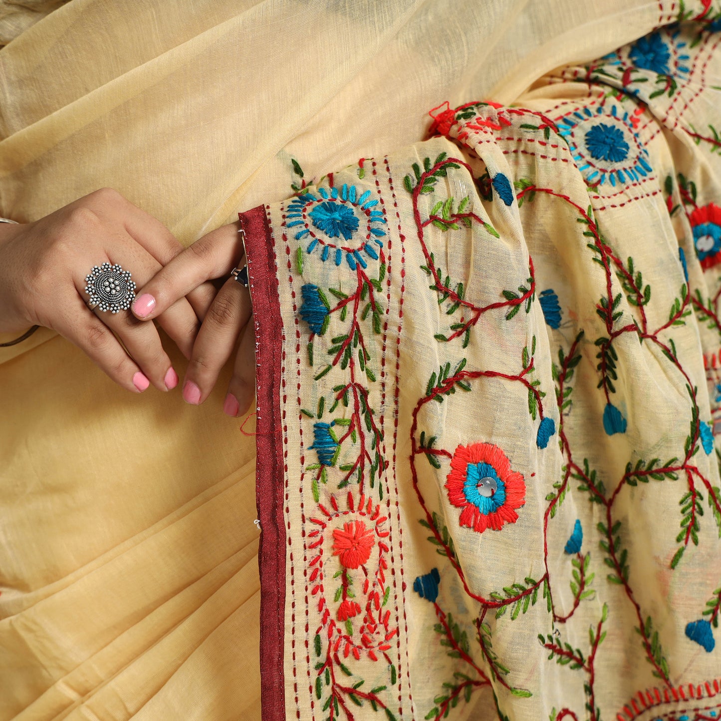 Phulkari Embroidery Saree