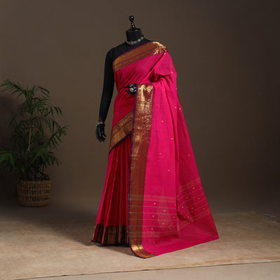Pink - kandangi buti chettinad cotton saree with border 17