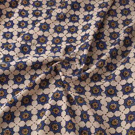 Ajrakh Block Print Natural Dyed Fabric with Embroidered Border 07