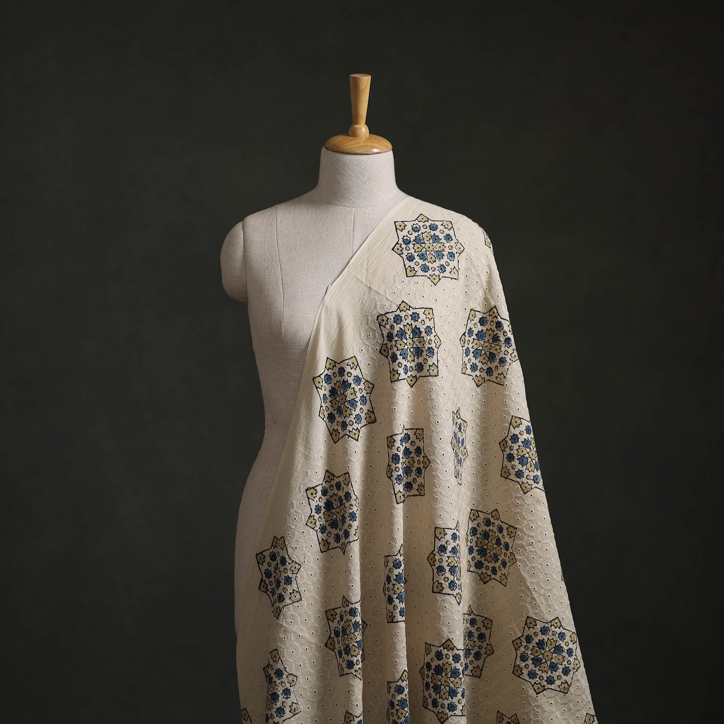 Hakoba Hand Block Ajrakh Print Natural Dyed Cotton Fabric 42