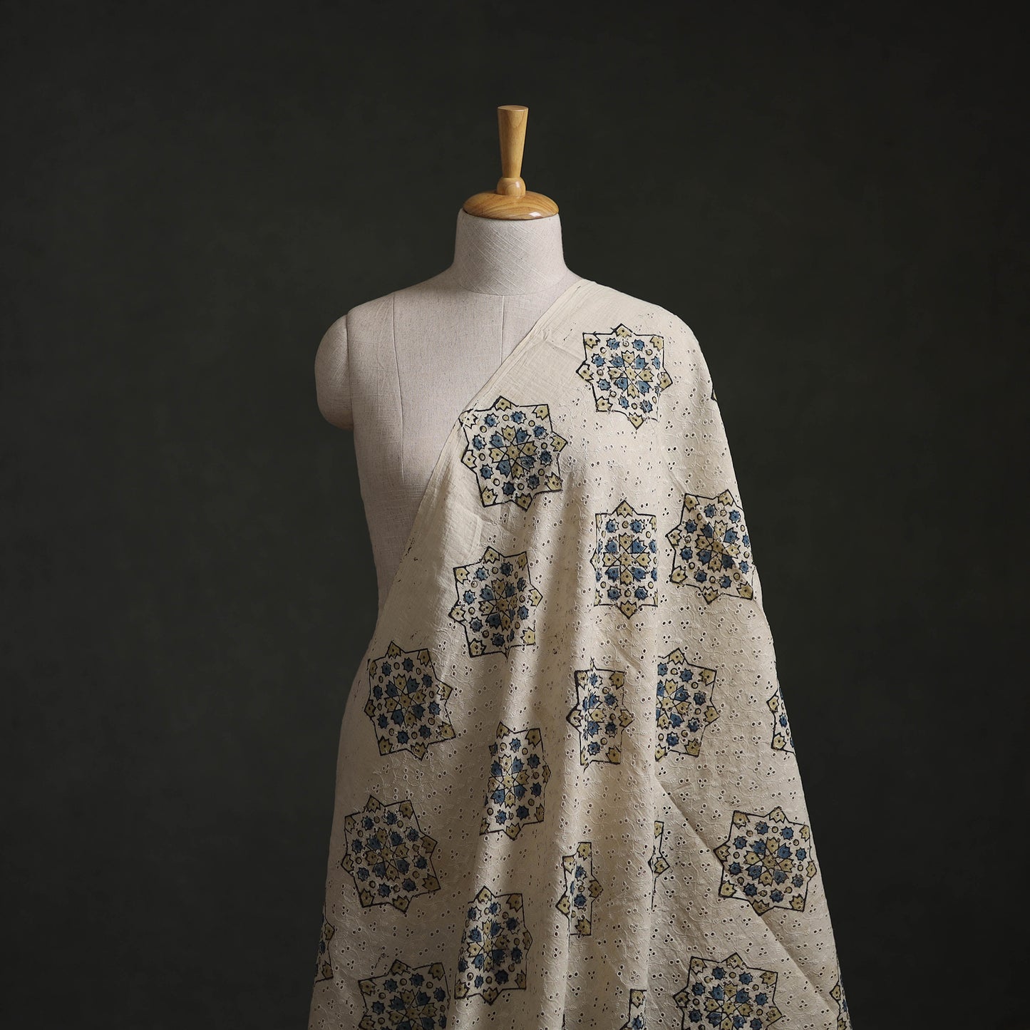 Hakoba Hand Block Ajrakh Print Natural Dyed Cotton Fabric 43