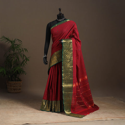 Red - kandangi buti chettinad cotton saree with border 18