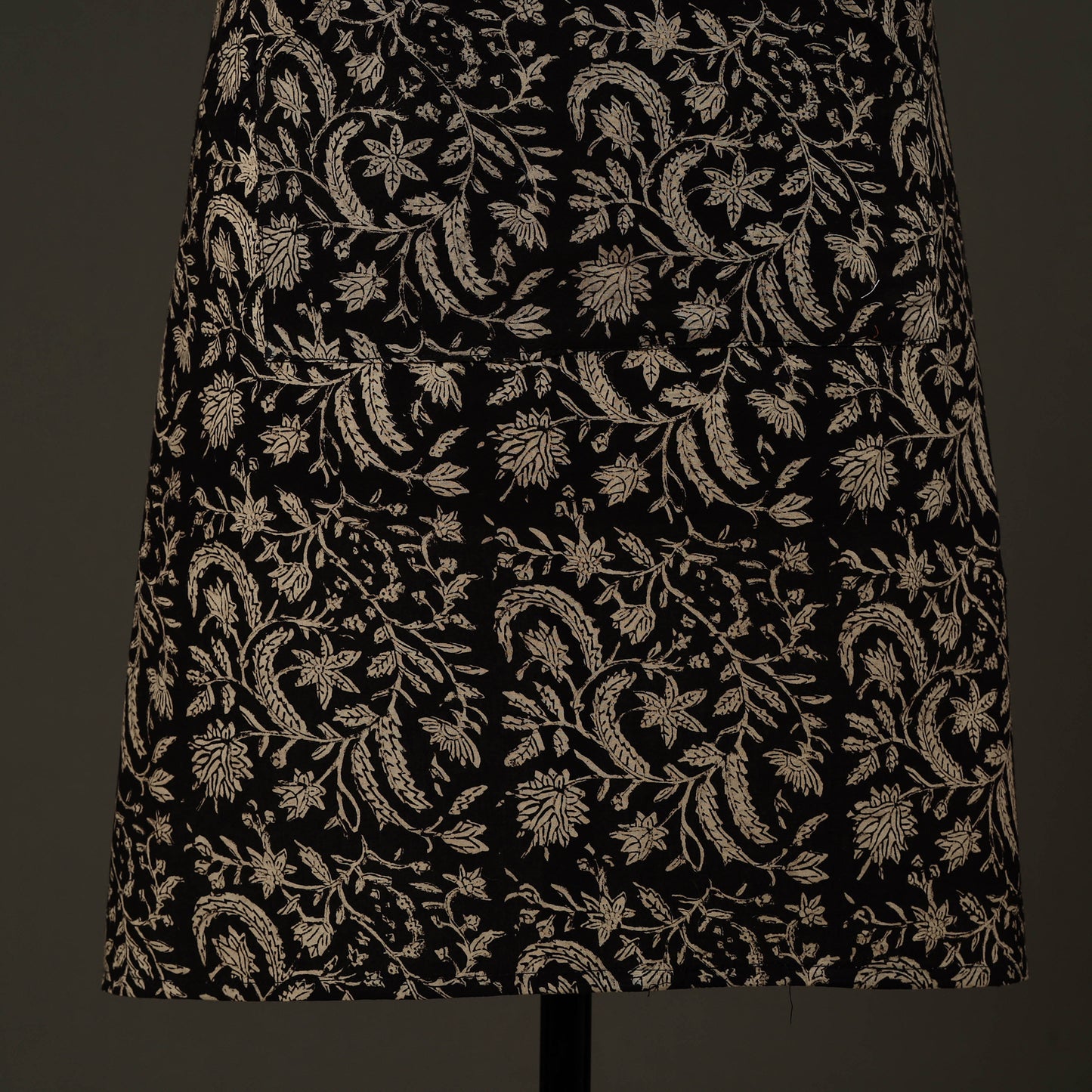 Black Bagru Block Print Cotton Apron with Pocket 