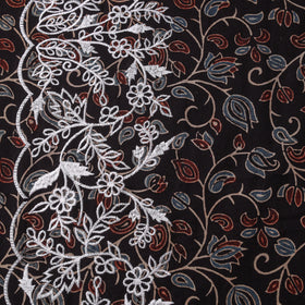 Ajrakh Block Print Natural Dyed Fabric with Embroidered Border 09