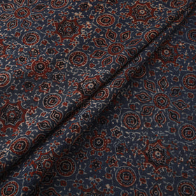 Ajrakh Block Print Natural Dyed Fabric with Embroidered Border 10