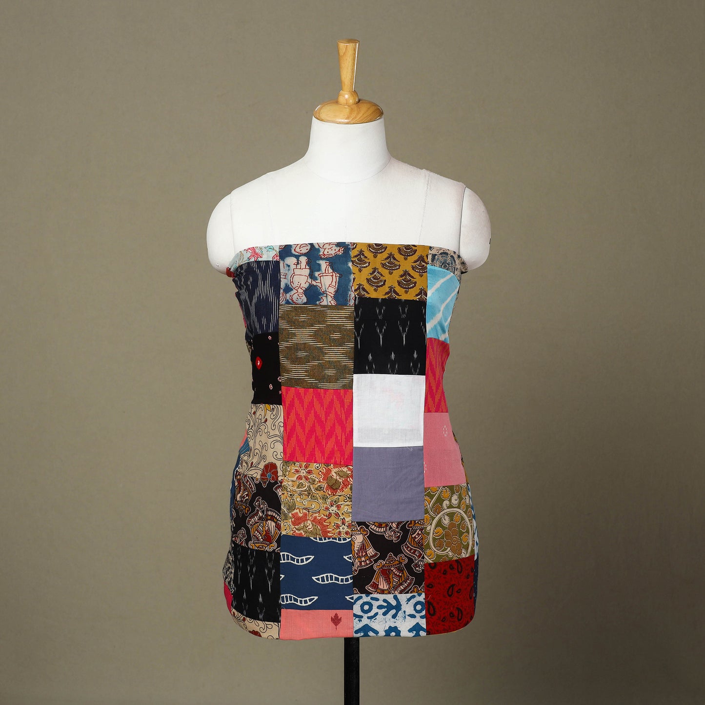 Multicolor - handcrafted patchwork cotton unstitched kurta