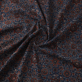 Ajrakh Block Print Natural Dyed Fabric with Embroidered Border 10