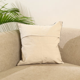 Beige - wool thread crewel embroidery cushion cover (16 x