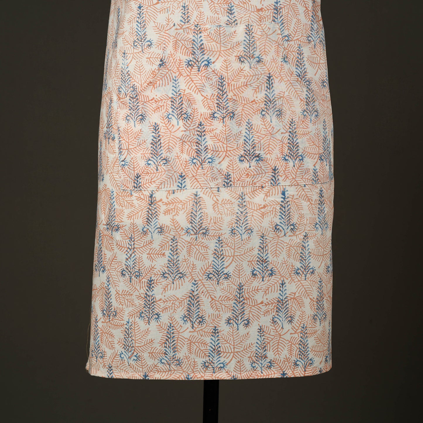 Beige - sanganeri cotton apron with pocket 10 - handcrafted