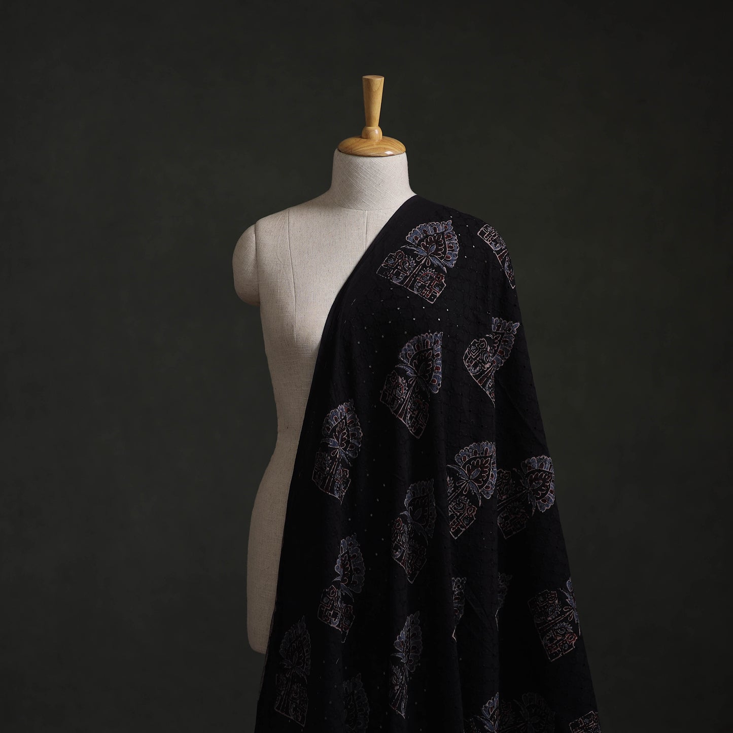 Hakoba Hand Block Ajrakh Print Natural Dyed Cotton Fabric 51