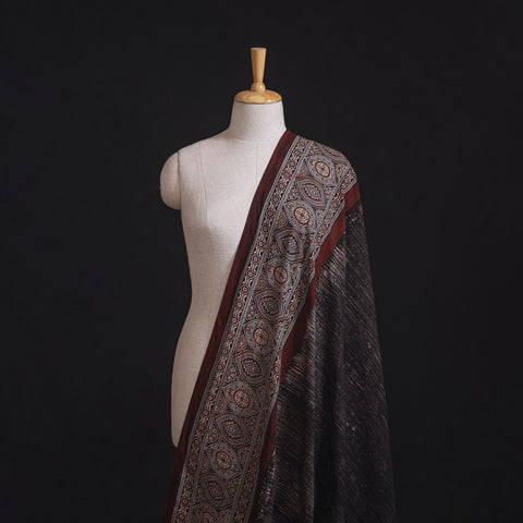 Ajrakh Brush Design Natural Dyed Cotton Block Print Fabric 06
