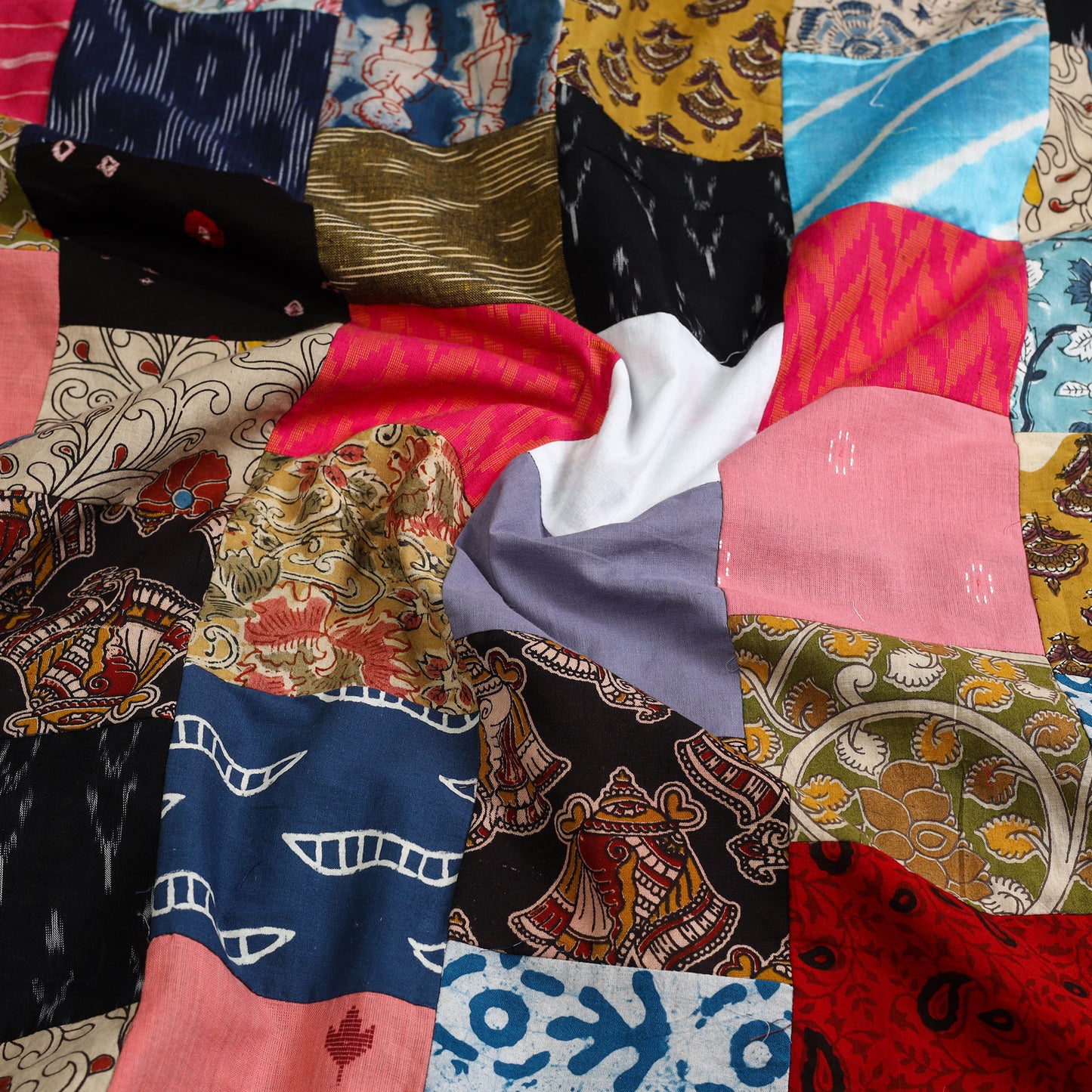 Multicolor - handcrafted patchwork cotton unstitched kurta