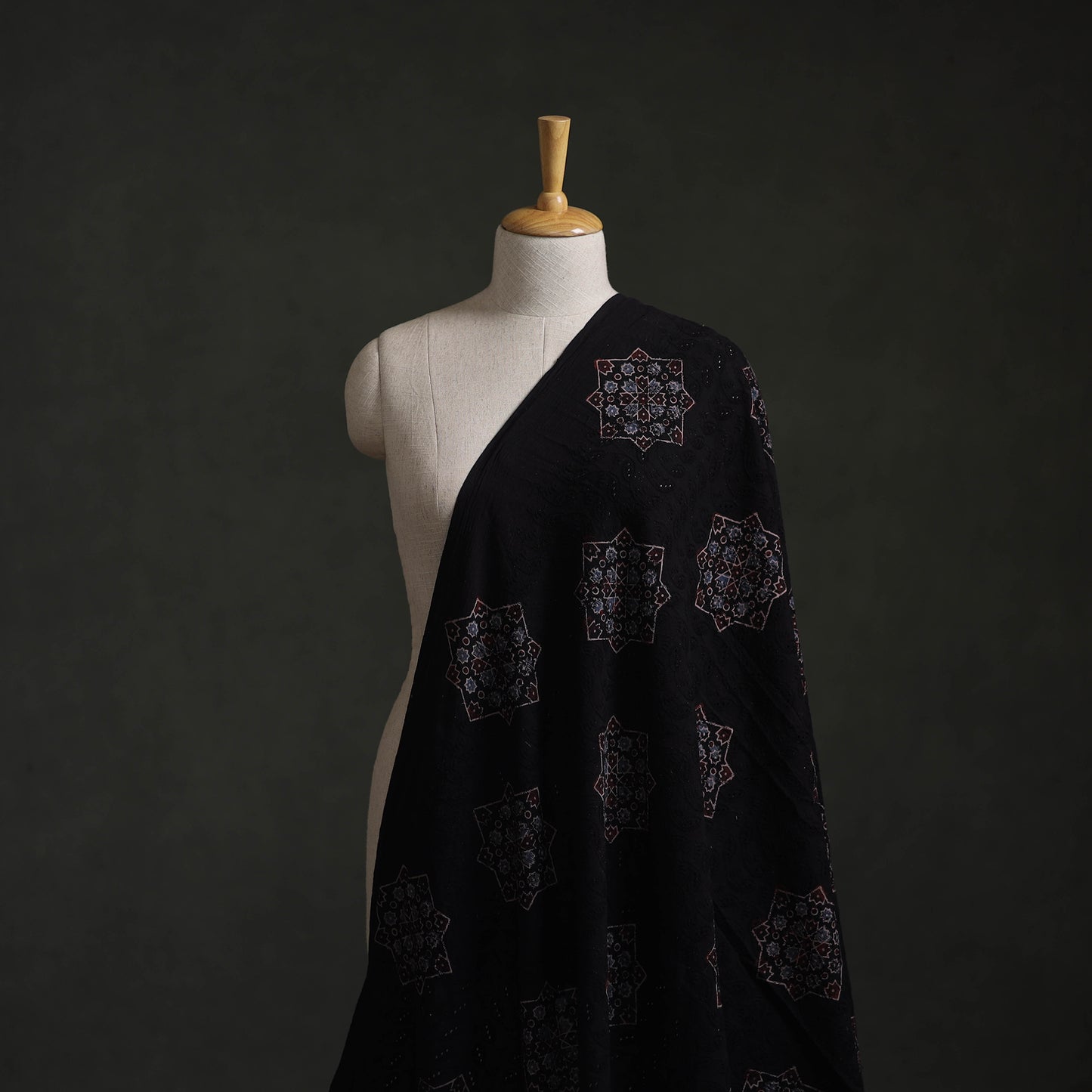 Hakoba Hand Block Ajrakh Print Natural Dyed Cotton Fabric 56