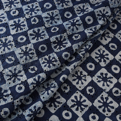 Bagru Indigo Hand Block Print Natural Dyed Cotton Hakoba Fabric 01