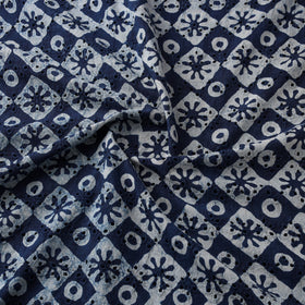 Bagru Indigo Hand Block Print Natural Dyed Cotton Hakoba Fabric 01