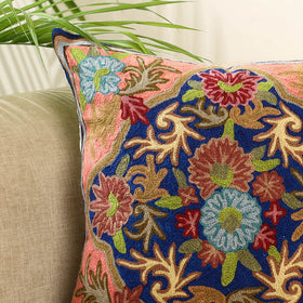 Peach Wool Thread Crewel Embroidery Cushion Cover
