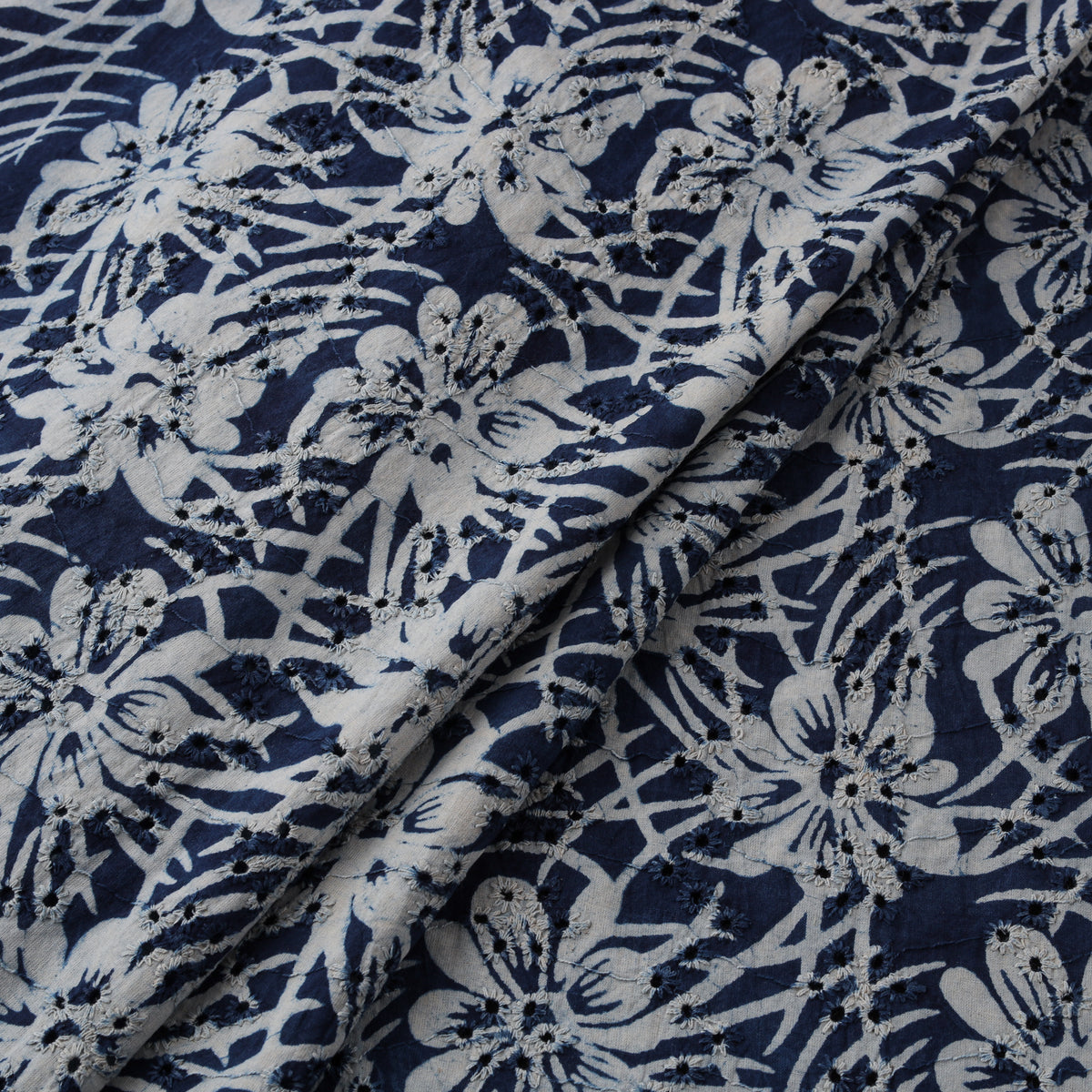 Bagru Indigo Hand Block Print Natural Dyed Cotton Hakoba Fabric 02