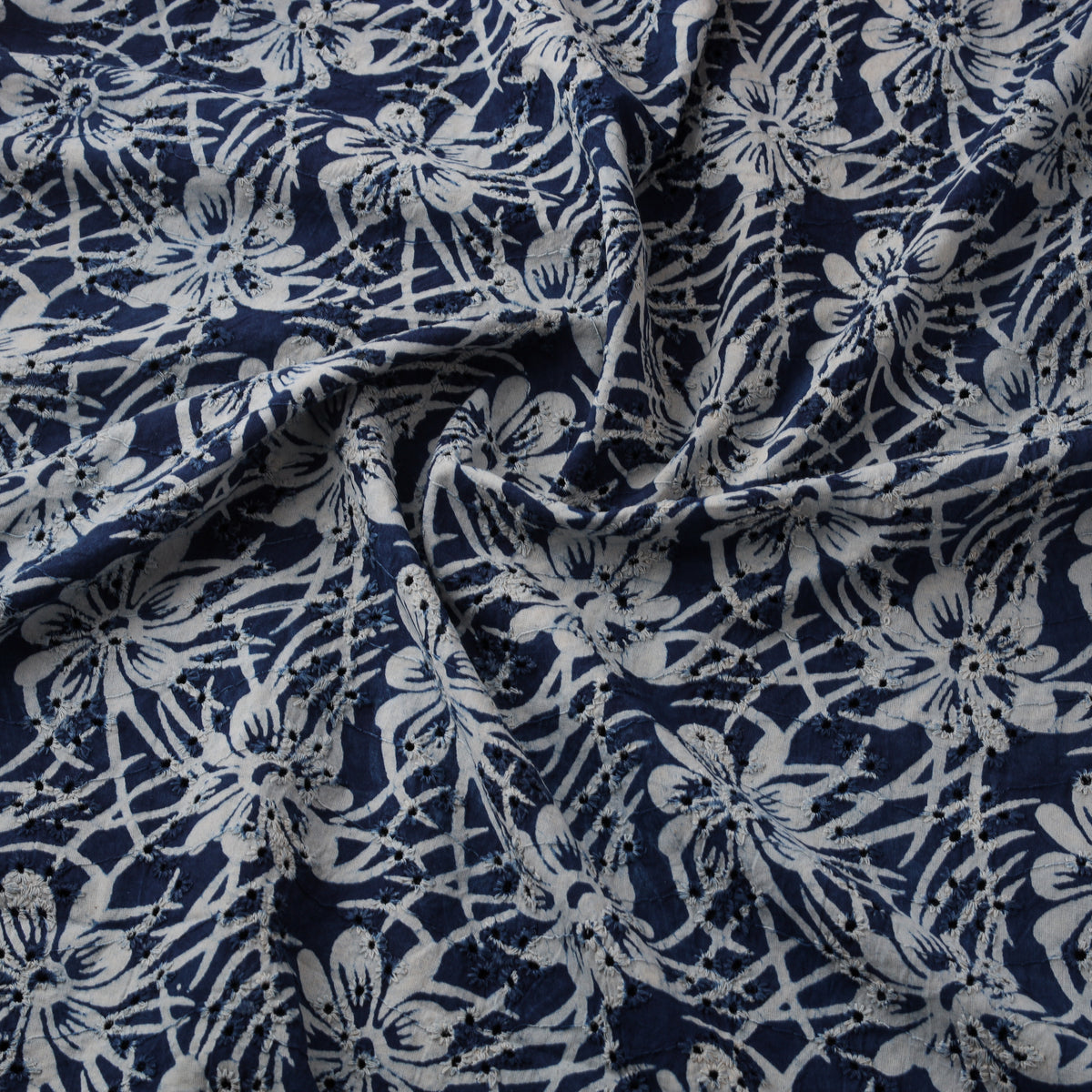 Bagru Indigo Hand Block Print Natural Dyed Cotton Hakoba Fabric 02