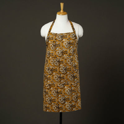 Yellow - bagru cotton apron with pocket 14 - handcrafted