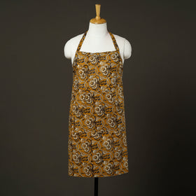 Yellow - bagru cotton apron with pocket 14 - handcrafted