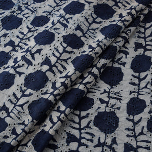 Bagru Indigo Hand Block Print Natural Dyed Cotton Hakoba Fabric 03