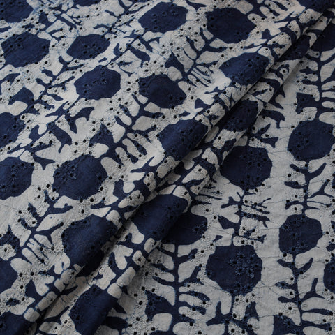 Blue - Bagru Indigo Hand Block Print Natural Dyed Cotton Hakoba Fabric 03
