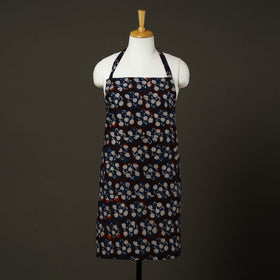 Black - bagru cotton apron with pocket 15 - handcrafted