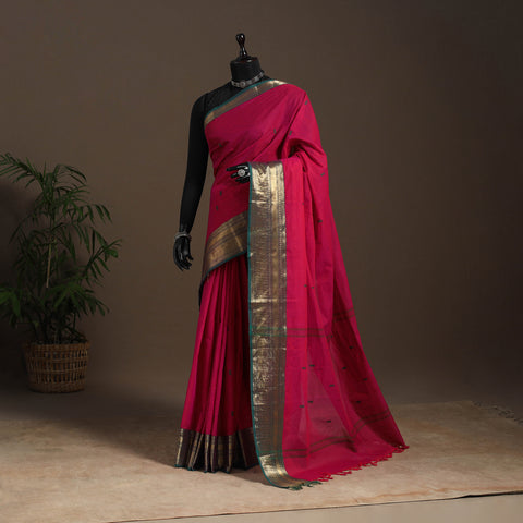 Pink - kandangi buti chettinad cotton saree with border 21