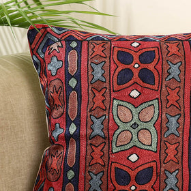 Multicolor Silk Thread Crewel Embroidery Cushion Cover