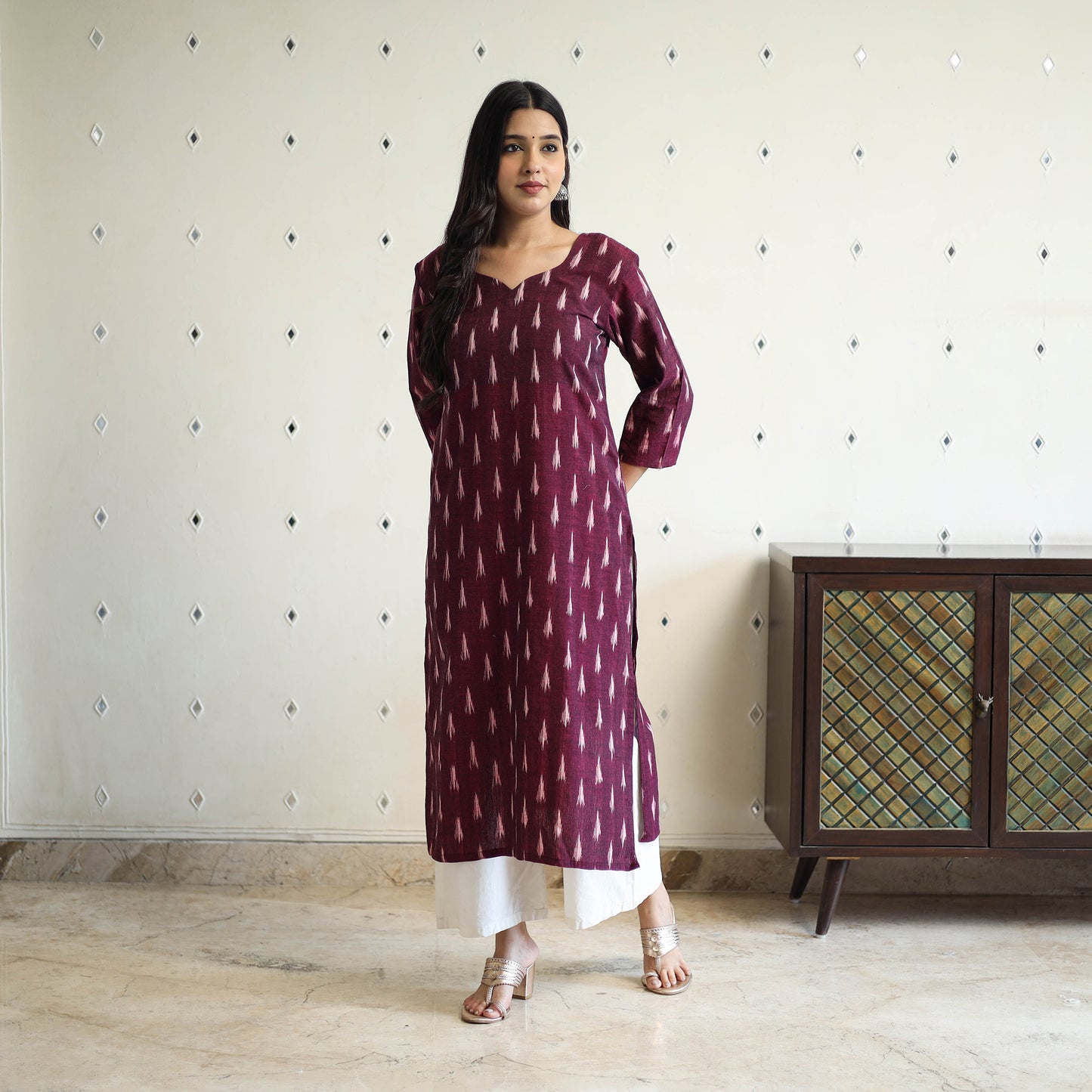 Cotton Straight Pochampally Ikat Kurta for women
