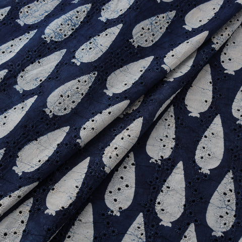 Blue - Bagru Indigo Hand Block Print Natural Dyed Cotton Hakoba Fabric 04