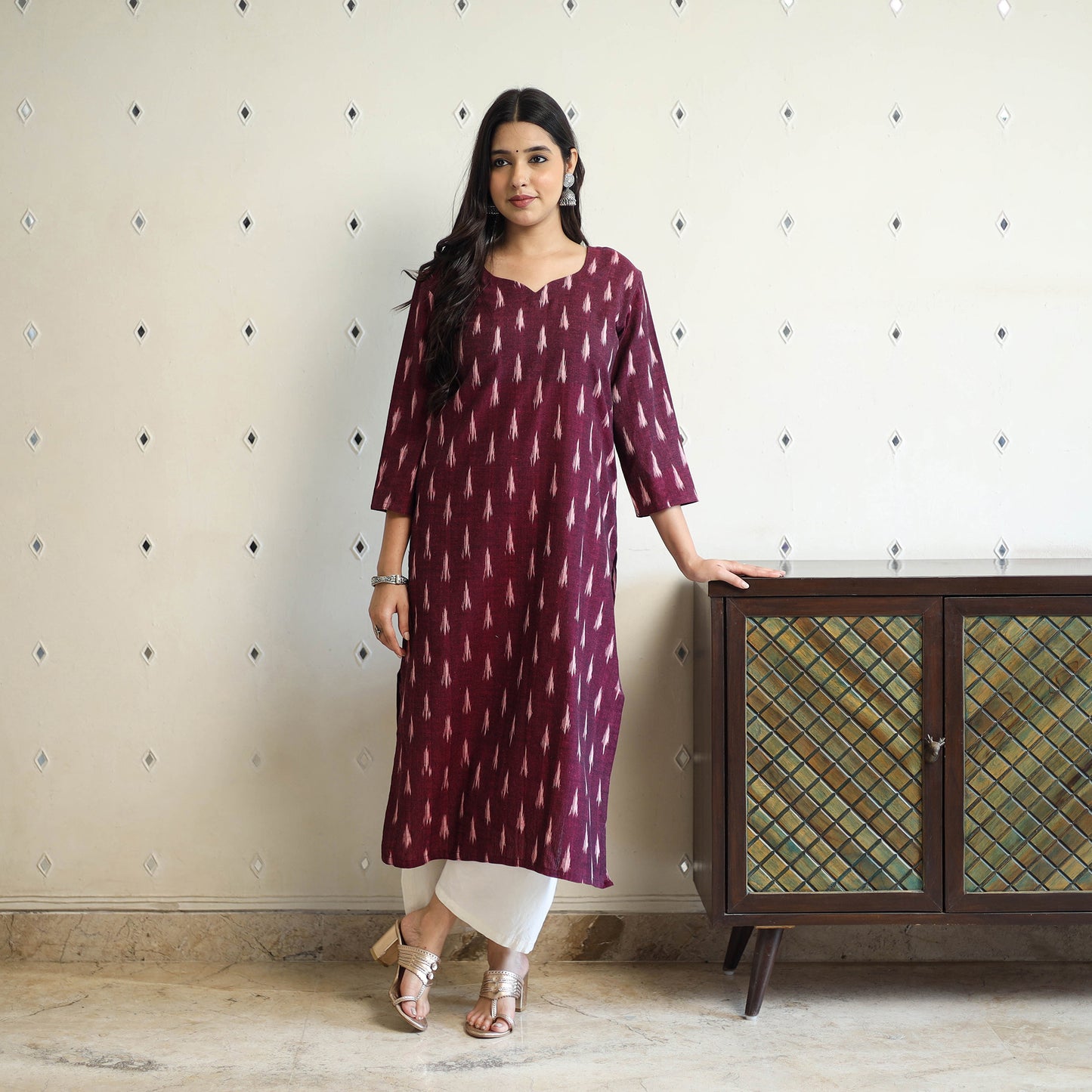 Cotton Straight Pochampally Ikat Kurta for women