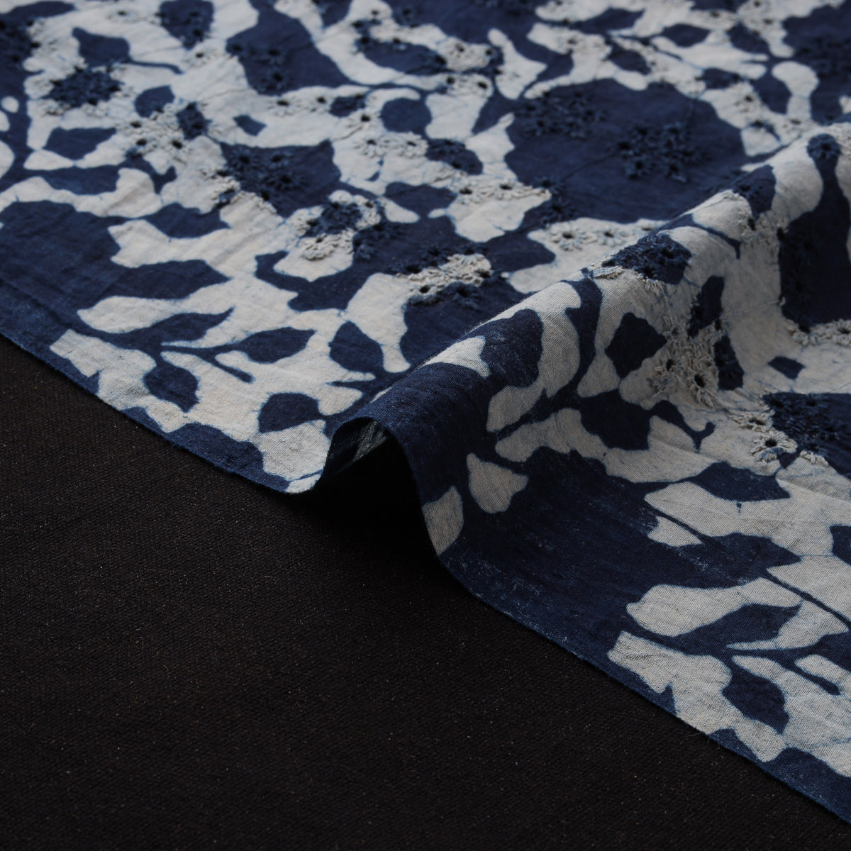Bagru Indigo Hand Block Print Natural Dyed Cotton Hakoba Fabric 05