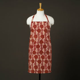  Red Bagru Block Print Cotton Apron with Pocket 