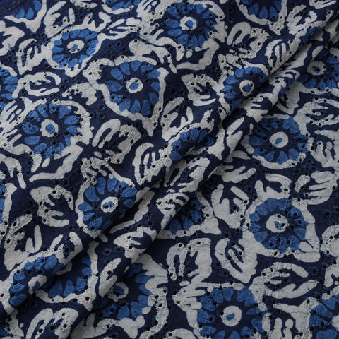Bagru Indigo Hand Block Print Natural Dyed Cotton Hakoba Fabric 06