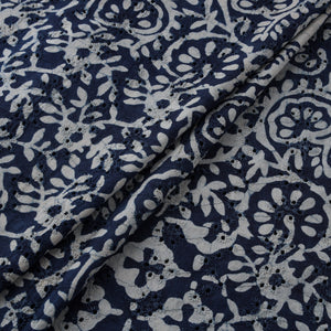 Blue - Bagru Indigo Hand Block Print Natural Dyed Cotton Hakoba Fabric 07